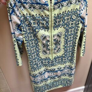 The Limited Blue Green Paisley 3/4 Sleeve Shift Dress Size Small EUC